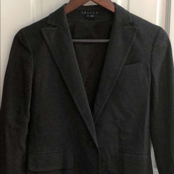 382. Ladies Theory charcoal gray wool blazer - Picture 4 of 8